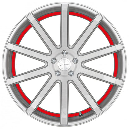 Corspeed Deville silver-brushed-surface / Undercut Color Trim rot 9x20 ET40 - LK5/114.3 ML73.1 – Bild 2