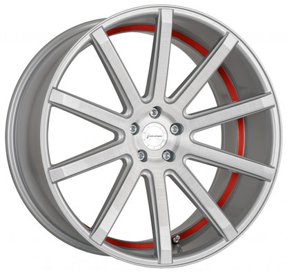Corspeed Deville silver-brushed-surface / Undercut Color Trim rot 10.5x21 ET45 - LK5/108 ML73.1