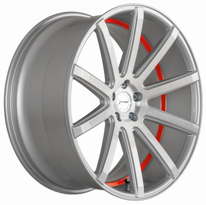 Corspeed Deville silver-brushed-surface / Undercut Color Trim rot 10.5x21 ET40 - LK5/114.3 ML73.1 – Bild 3