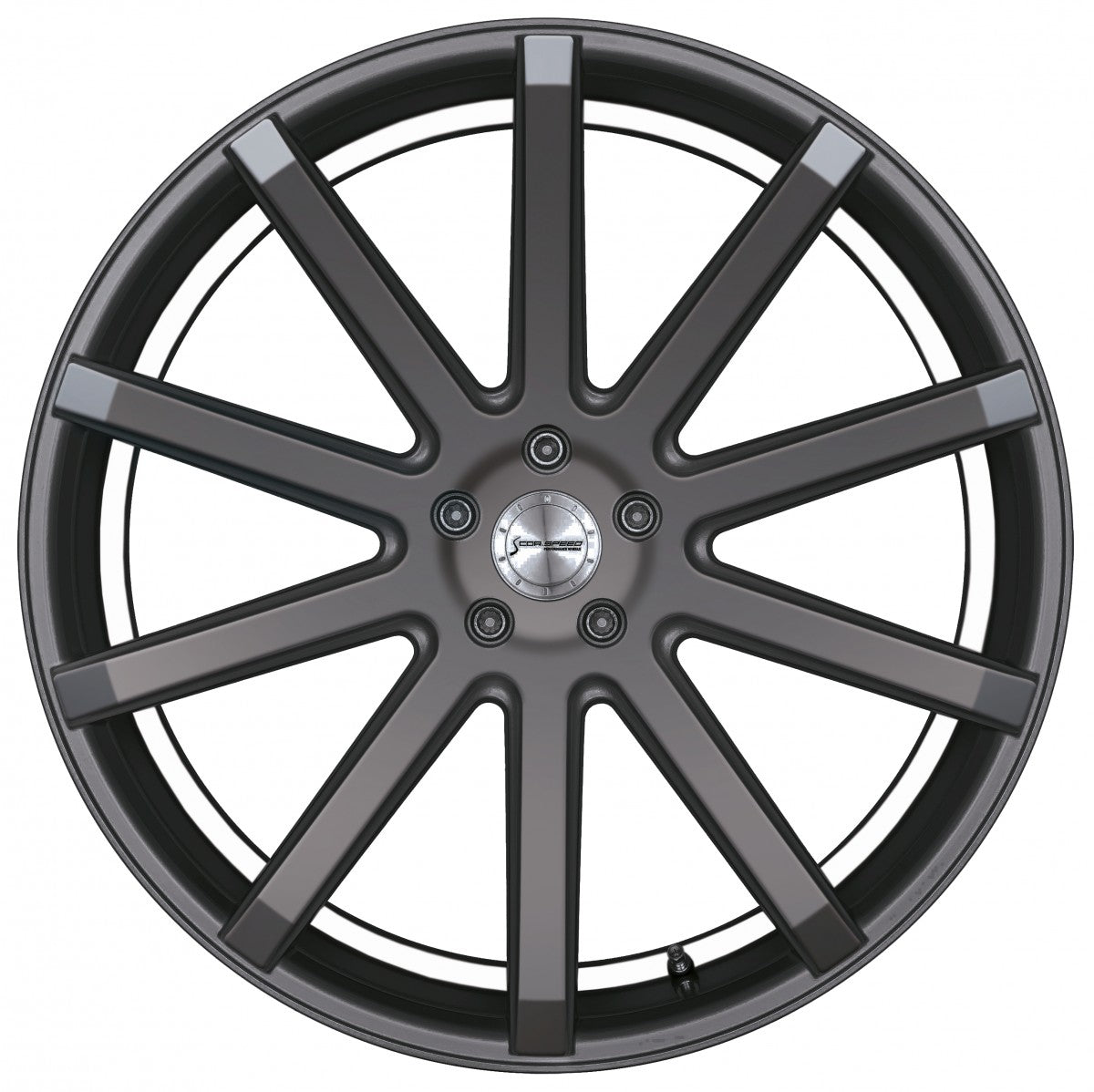 Corspeed Deville gunmetal / Undercut Color Trim weiss 10.5x22 ET40 - LK5/112 ML73.1 – Bild 2