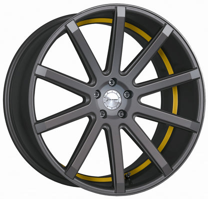 Corspeed Deville gunmetal / Undercut Color Trim gelb 8.5x19 ET40 - LK5/108 ML73.1