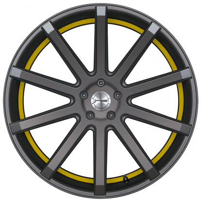 Corspeed Deville gunmetal / Undercut Color Trim gelb 8.5x19 ET40 - LK5/108 ML73.1 – Bild 2