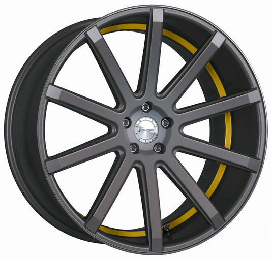 Corspeed Deville gunmetal / Undercut Color Trim gelb 8.5x19 ET42 - LK5/120 ML72.6