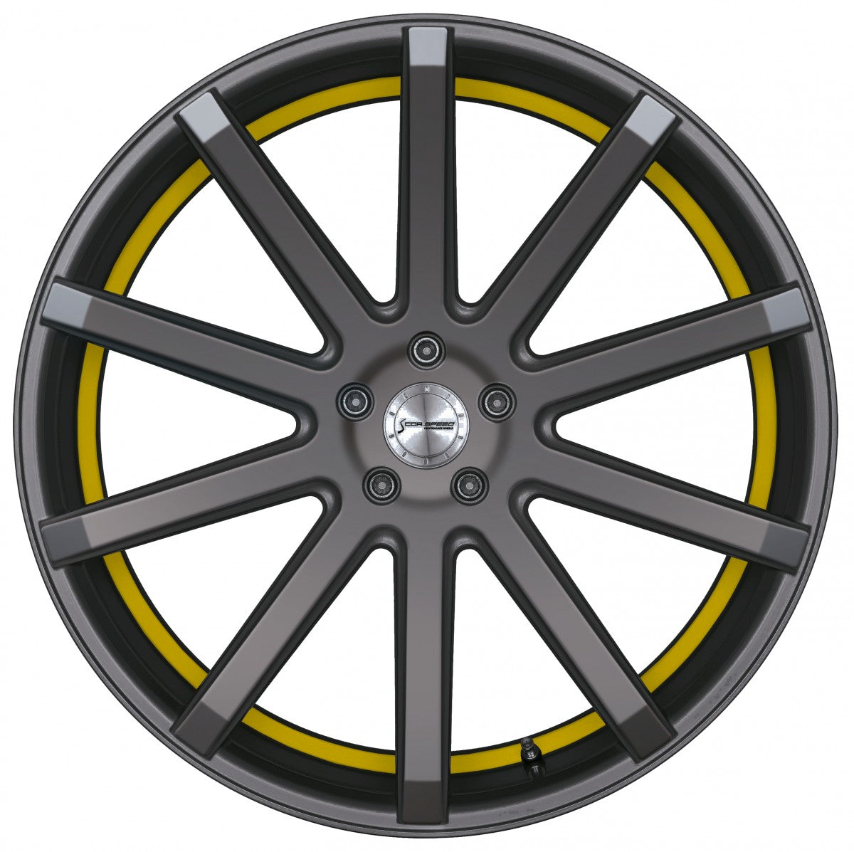 Corspeed Deville gunmetal / Undercut Color Trim gelb 9.5x19 ET47 - LK5/112 ML73.1 – Bild 2