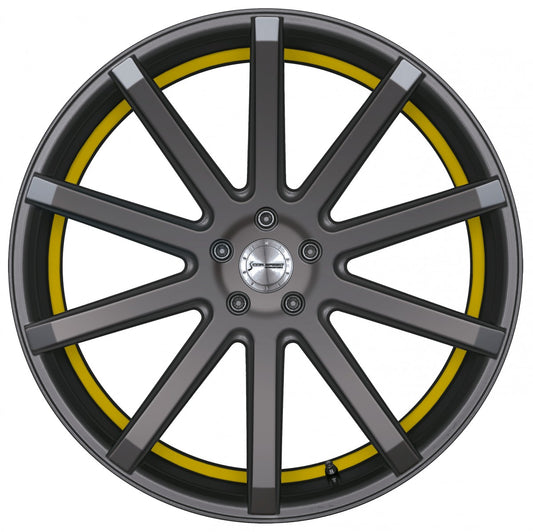 Corspeed Deville gunmetal / Undercut Color Trim gelb 9.5x19 ET47 - LK5/112 ML73.1 – Bild 2