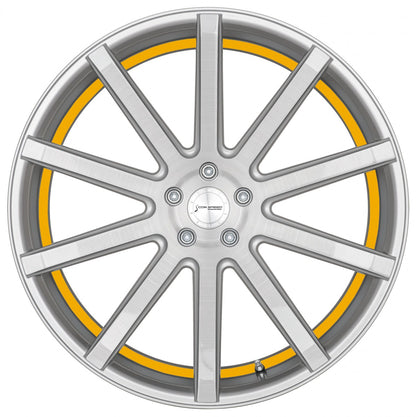 Corspeed Deville silver-brushed-surface / Undercut Color Trim gelb 9x21 ET40 - LK5/114.3 ML73.1 – Bild 2