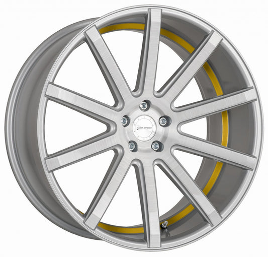 Corspeed Deville silver-brushed-surface / Undercut Color Trim gelb 9x21 ET35 - LK5/120 ML74.1