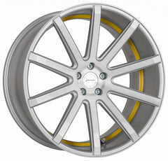 Corspeed Deville silver-brushed-surface / Undercut Color Trim gelb - DS10 Alufelge 8.5x19 Zoll ET35 LK 5x112 ML73.1