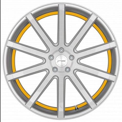 Corspeed Deville silver-brushed-surface / Undercut Color Trim gelb - DS10 Alufelge 8.5x19 Zoll ET35 LK 5x112 ML73.1 – Bild 2