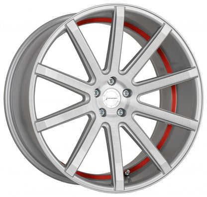 Corspeed Deville silver-brushed-surface / Undercut Color Trim rot - DS15 9x20 ET27 - LK5/120 ML74.1