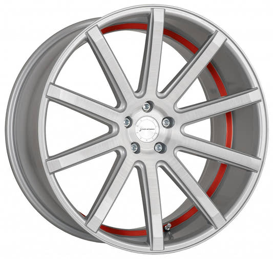 Corspeed Deville silver-brushed-surface / Undercut Color Trim rot - DS15 Alufelge 9x20 Zoll ET27 LK 5x120 ML74.1