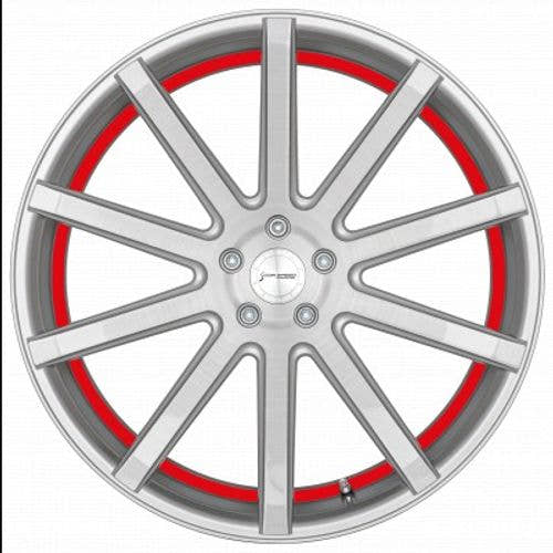 Corspeed Deville silver-brushed-surface / Undercut Color Trim rot - DS15 Alufelge 9x20 Zoll ET27 LK 5x120 ML74.1 – Bild 2