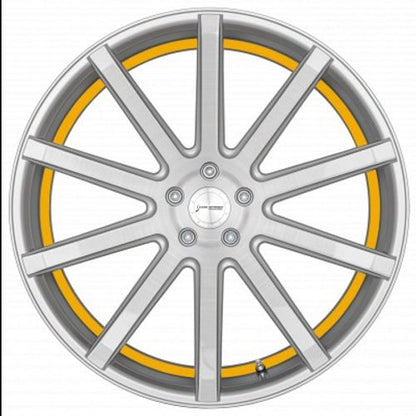 Corspeed Deville silver-brushed-surface / Undercut Color Trim gelb - DS15 Alufelge 9x20 Zoll ET27 LK 5x120 ML74.1 – Bild 2