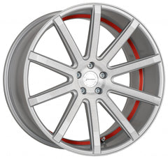 Corspeed Deville silver-brushed-surface / Undercut Color Trim rot - DS5 Alufelge 8.5x19 Zoll ET40 LK 5x112 ML73.1