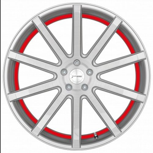 Corspeed Deville silver-brushed-surface / Undercut Color Trim rot - DS5 Alufelge 8.5x19 Zoll ET40 LK 5x112 ML73.1 – Bild 2