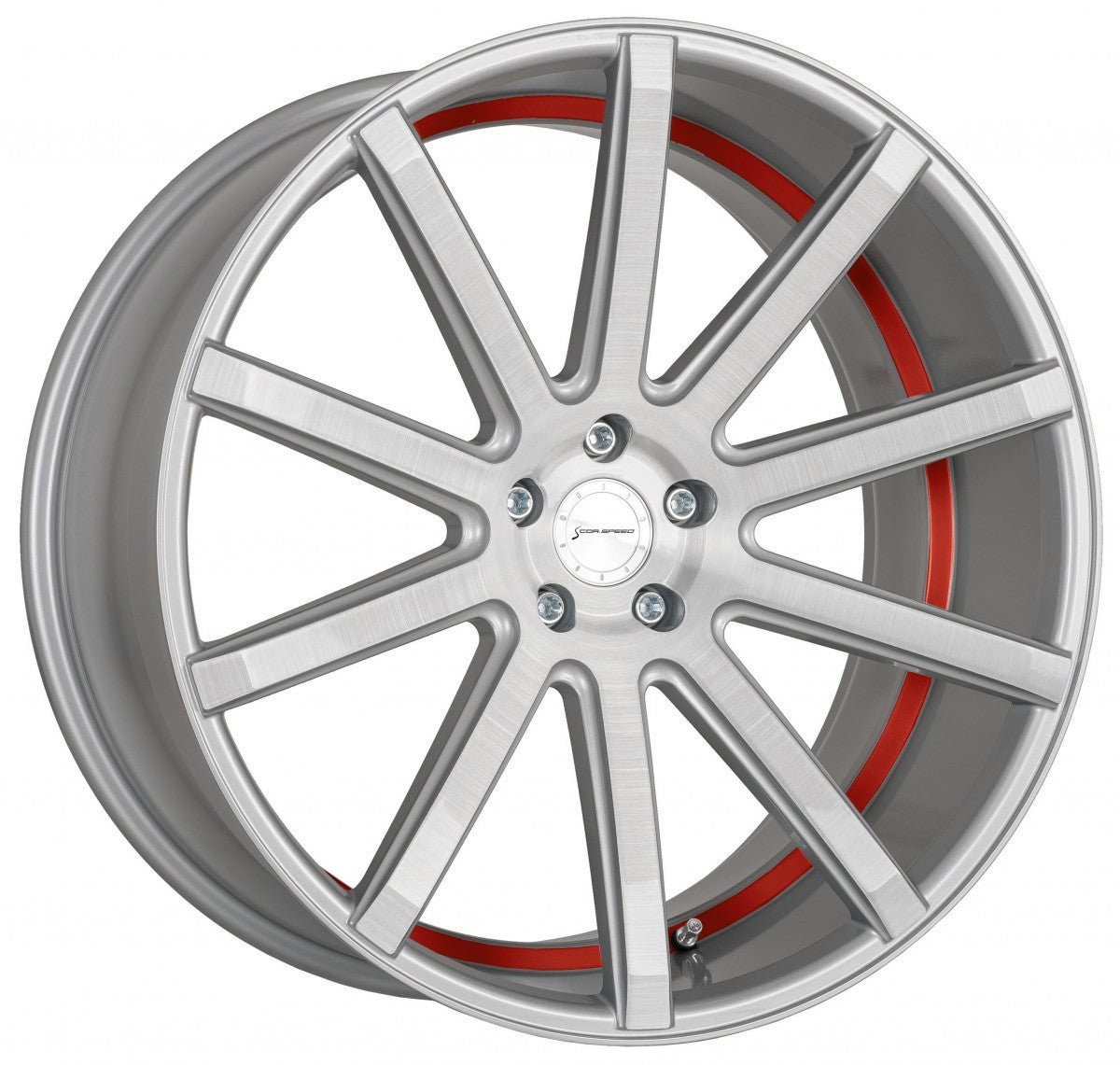 Corspeed Deville silver-brushed-surface / Undercut Color Trim rot - DS10 10.5x20 ET30 - LK5/112 ML73.1