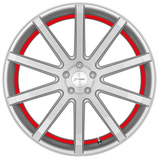 Corspeed Deville silver-brushed-surface / Undercut Color Trim rot 9.5x22 ET38 - LK5/120 ML73.1 – Bild 2