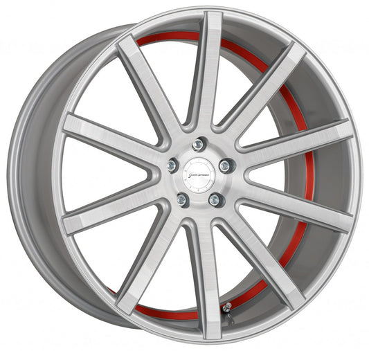 Corspeed Deville silver-brushed-surface / Undercut Color Trim rot 9x20 ET20 - LK5/112 ML73.1
