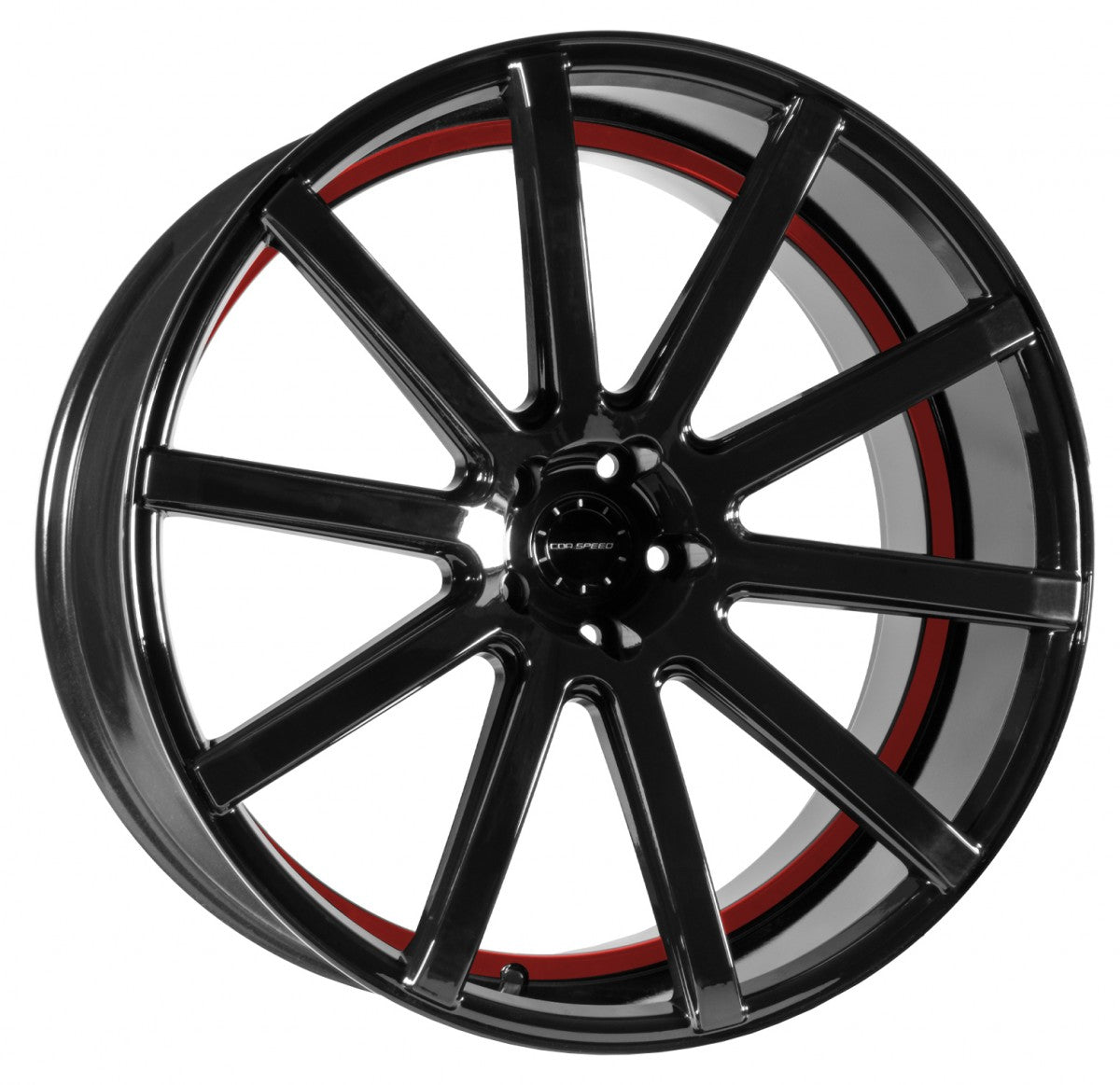 Corspeed Deville higloss-black / Undercut Color Trim rot 9.5x22 ET25 - LK5/112 ML73.1