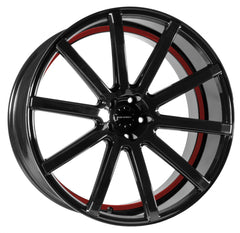 Corspeed Deville higloss-black / Undercut Color Trim rot Alufelge 9.5x22 Zoll ET25 LK 5x112 ML73.1