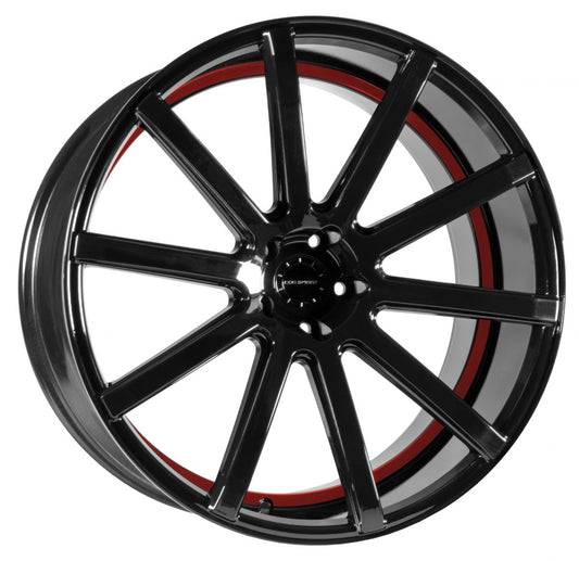 Corspeed Deville higloss-black / Undercut Color Trim rot 9.5x22 ET25 - LK5/112 ML73.1