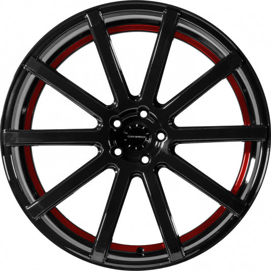 Corspeed Deville higloss-black / Undercut Color Trim rot 9.5x22 ET25 - LK5/112 ML73.1 – Bild 2