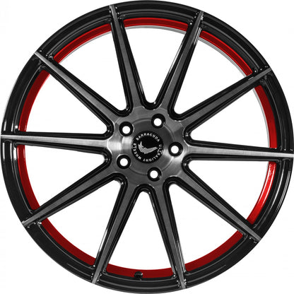 Barracuda Project 2.0 higloss-black brushed surface / Undercut Colour Trim rot Alufelge 9x21 Zoll ET25 LK 5x112 ML73.1 – Bild 2