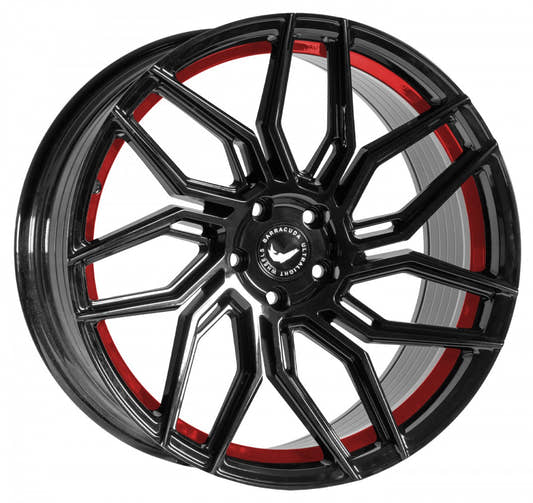 Barracuda Dragoon higloss-black undercut trimline red Alufelge 8.5x20 Zoll ET42 LK 5x108 ML73.1