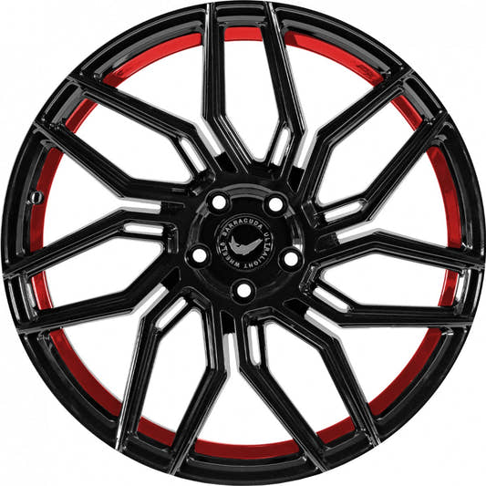Barracuda Dragoon higloss-black undercut trimline red Alufelge 8.5x20 Zoll ET42 LK 5x108 ML73.1 – Bild 2