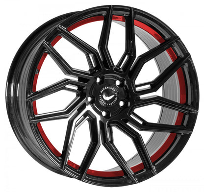 Barracuda Dragoon higloss-black undercut trimline red 8.5x20 ET42 - LK5/114.3 ML73.1