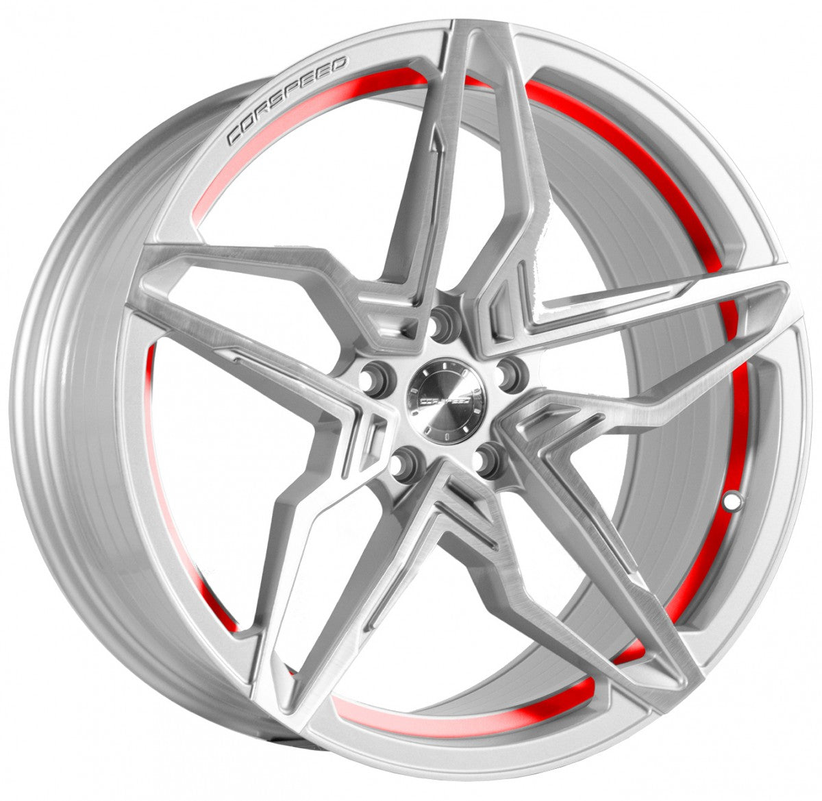 Corspeed Kharma silver-brushed-surface undercut trimline red 8.5x19 ET42 - LK5/114.3 ML73.1