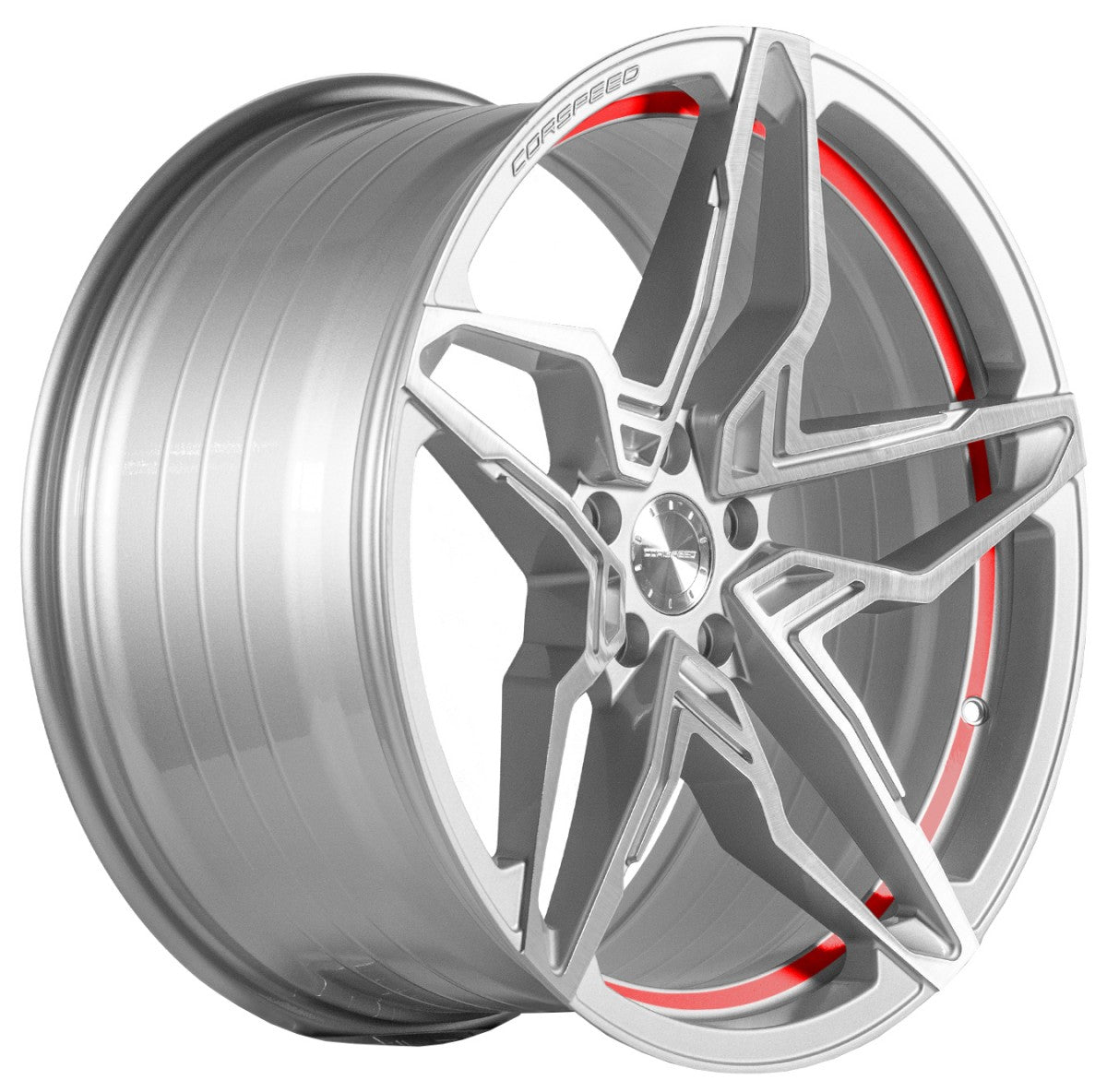 Corspeed Kharma silver-brushed-surface undercut trimline red 8.5x19 ET40 - LK5/108 ML73.1 – Bild 3