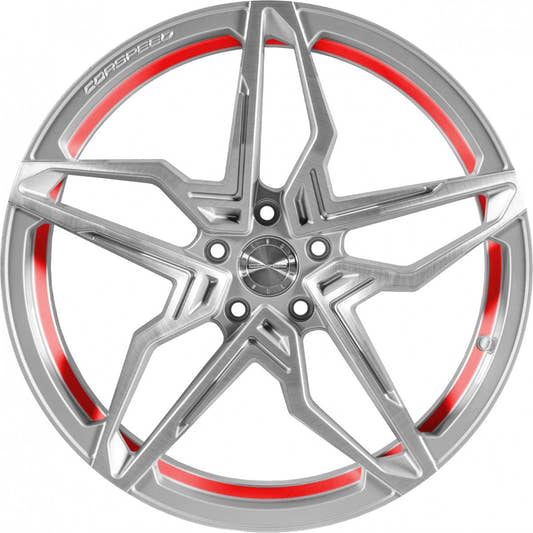 Corspeed Kharma silver-brushed-surface undercut trimline red 10x20 ET35 - LK5/112 ML73.1 – Bild 2