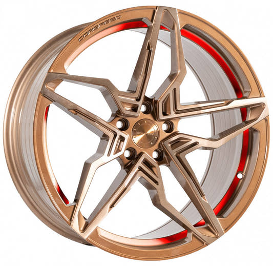 Corspeed Kharma higloss-bronze brushed surface undercut trimline red 10x20 ET35 - LK5/112 ML73.1
