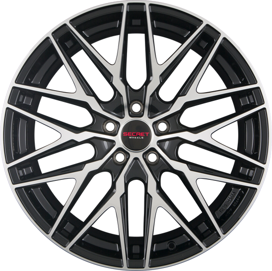Secret Wheels SW5 Black Full Polished Alufelge 7.5x18 Zoll ET36 LK 5x100 ML63.4