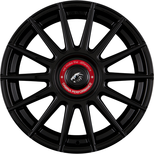 Damina Performance DM09 Black Painted Red Ring Alufelge 8x18 Zoll ET30 LK 5x112 ML72.6
