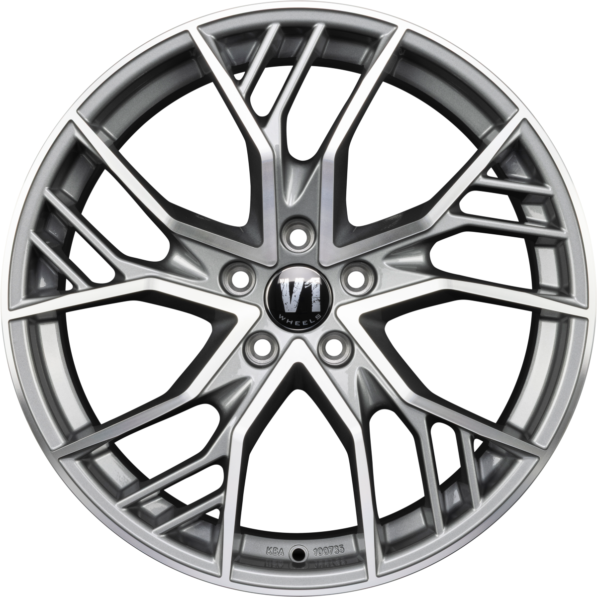V1 Wheels V7 Glossy Gunmetal Machined Alufelge 8.5x19 Zoll ET29 LK 5x112 ML66.6