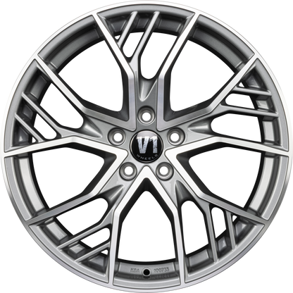 V1 Wheels V7 Glossy Gunmetal Machined Alufelge 8.5x19 Zoll ET29 LK 5x112 ML66.6