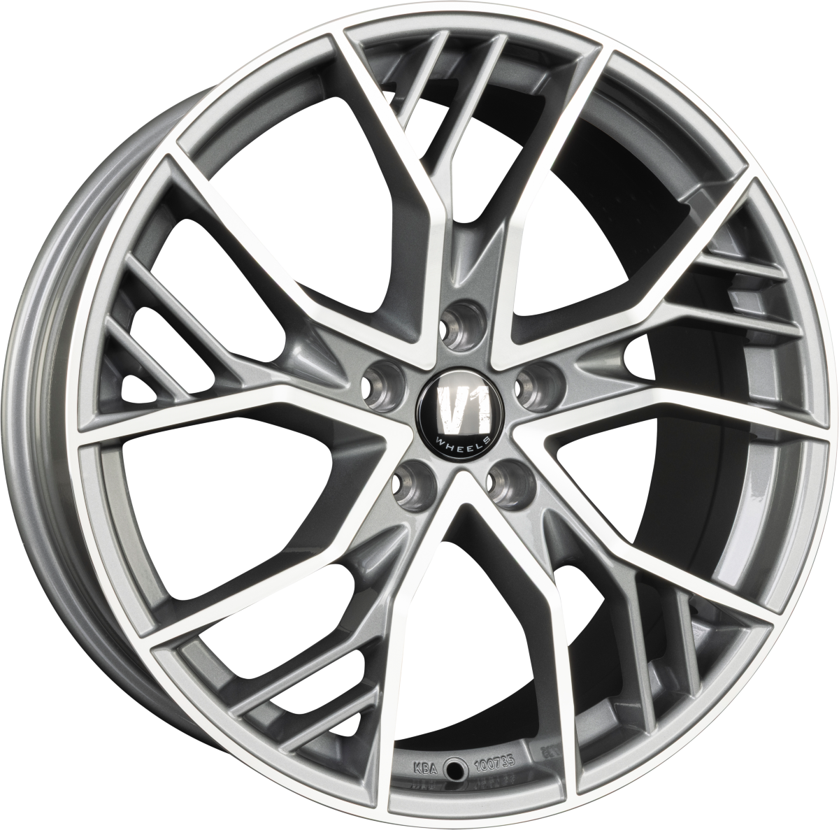 V1 Wheels V7 Glossy Gunmetal Machined Alufelge 8.5x19 Zoll ET29 LK 5x112 ML66.6 – Bild 2