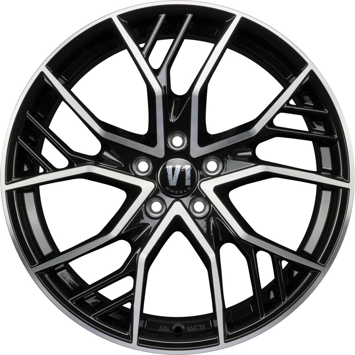 V1 Wheels V7 Glossy Black Machined Alufelge 8.5x19 Zoll ET29 LK 5x112 ML66.6