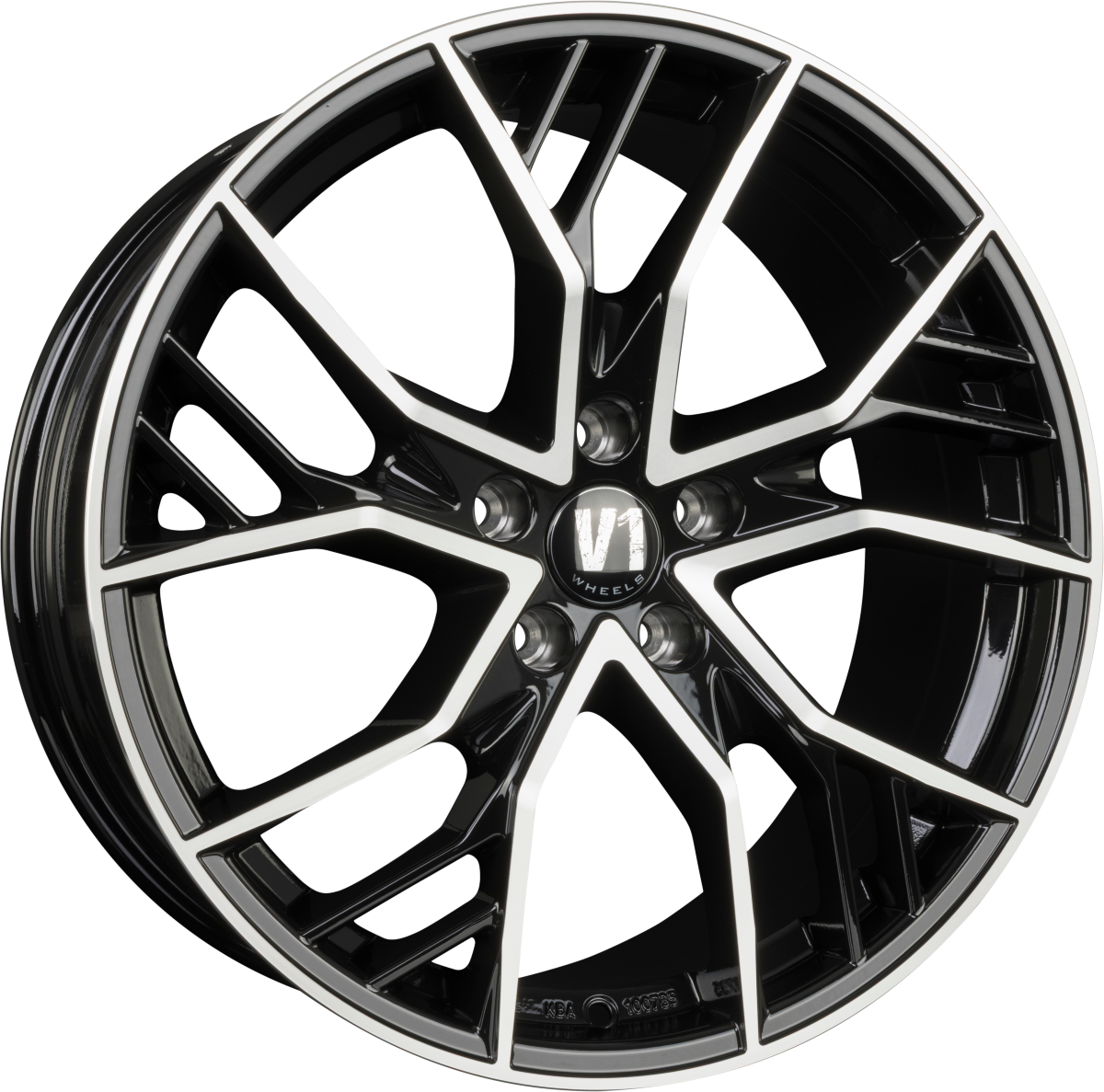 V1 Wheels V7 Glossy Black Machined Alufelge 8.5x19 Zoll ET29 LK 5x112 ML66.6 – Bild 2