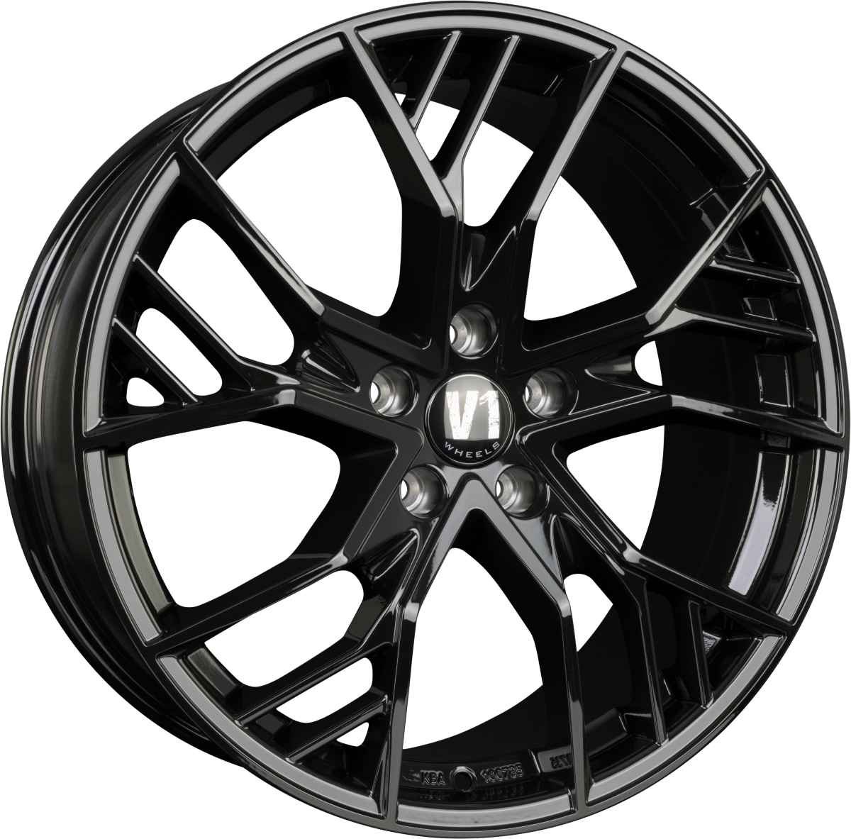 V1 Wheels V7 Glossy Black Alufelge 8.5x19 Zoll ET44 LK 5x112 ML66.6 – Bild 2