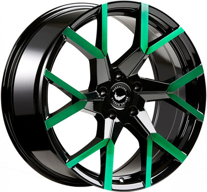 Barracuda Tzunamee EVO black gloss flashgreen 8.5x19 ET35 - LK5/114.3 ML73.1