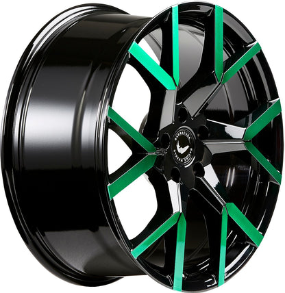 Barracuda Tzunamee EVO black gloss flashgreen 8.5x19 ET35 - LK5/114.3 ML73.1