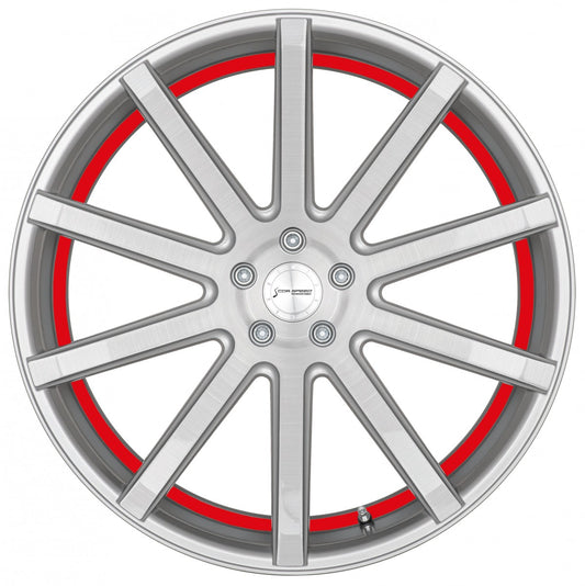 Corspeed Deville silver-brushed-surface / Undercut Color Trim rot 9x21 ET25 - LK5/112 ML73.1 – Bild 2