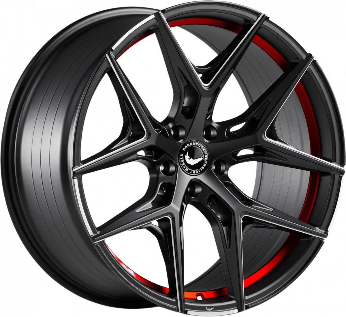 Barracuda Razzer mattblack undercut trimline rot PureSports gefräst 9.5x21 ET38 - LK5/114.3 ML73.1