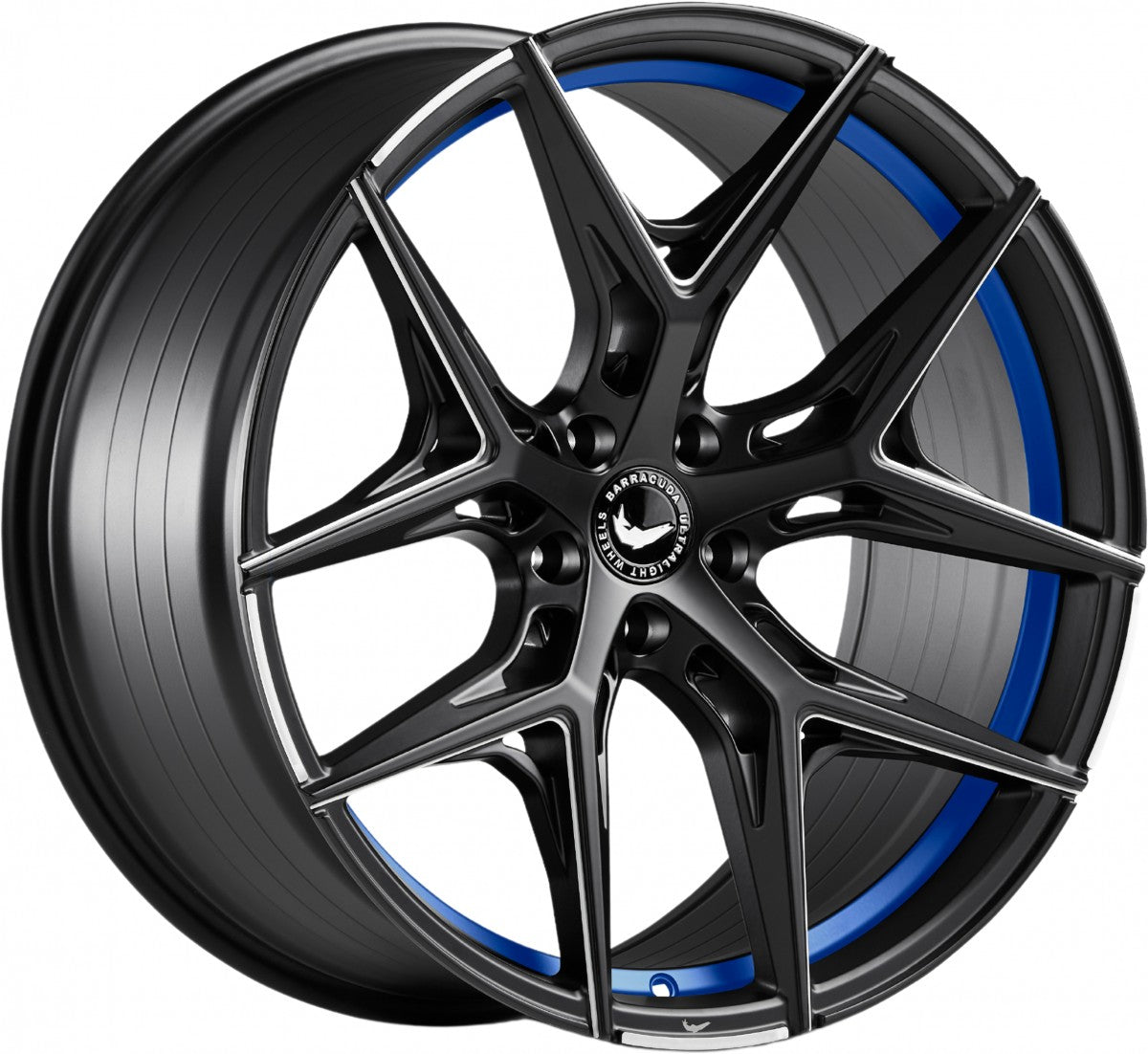 Barracuda Razzer mattblack undertcut trimline blau PureSports gefräst 9.5x22 ET38 - LK5/120 ML74.1