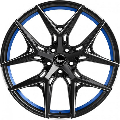 Barracuda Razzer mattblack undertcut trimline blau PureSports gefräst 9.5x22 ET38 - LK5/120 ML74.1