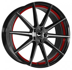 Barracuda Project 2.0 higloss-black brushed surface / Undercut Colour Trim rot Alufelge 9.5x22 Zoll ET27 LK 5x112 ML73.1