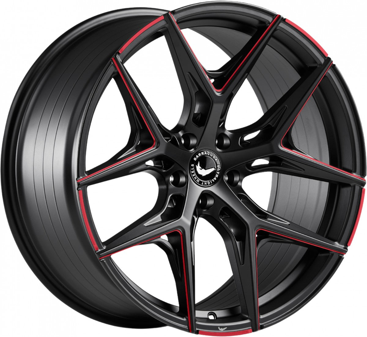 Barracuda Razzer mattblack red PureSports gefräst 9.5x21 ET27 - LK5/112 ML73.1